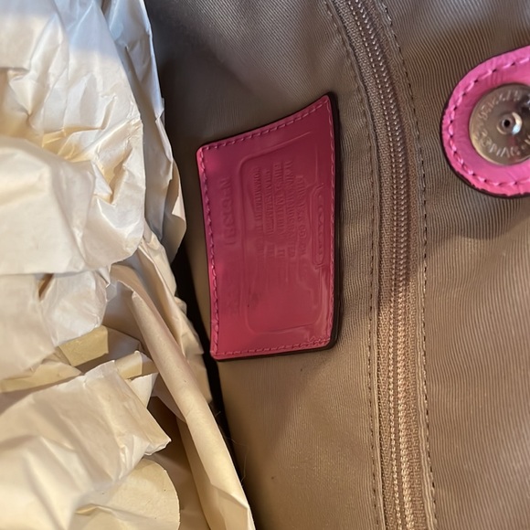 Coach Pink Stripe Brown Signature Coated Canvas Carryall Tote Bag F22908 NWT - Picture 9 of 16